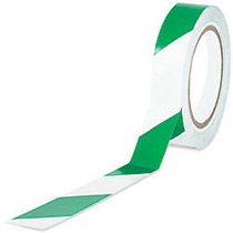 BOX Packaging Striped Vinyl Tape, 3 inch; Core, 1 inch; x 36 Yd., Green/White, Case Of 3
