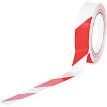 BOX Packaging Striped Vinyl Tape, 3 inch; Core, 1 inch; x 36 Yd., Red/White, Case Of 3