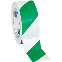 BOX Packaging Striped Vinyl Tape, 3 inch; Core, 2 inch; x 36 Yd., Green/White, Case Of 3