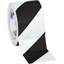 BOX Packaging Striped Vinyl Tape, 3 inch; Core, 3 inch; x 36 Yd., Black/White, Case Of 3