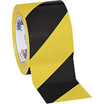 BOX Packaging Striped Vinyl Tape, 3 inch; Core, 3 inch; x 36 Yd., Black/Yellow, Case Of 3