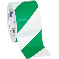 BOX Packaging Striped Vinyl Tape, 3 inch; Core, 3 inch; x 36 Yd., Green/White, Case Of 3