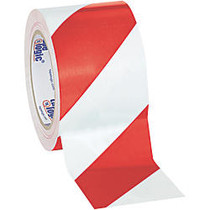 BOX Packaging Striped Vinyl Tape, 3 inch; Core, 3 inch; x 36 Yd., Red/White, Case Of 3