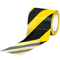 BOX Packaging Striped Vinyl Tape, 3 inch; Core, 4 inch; x 36 Yd., Black/Yellow, Case Of 12