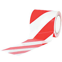 BOX Packaging Striped Vinyl Tape, 3 inch; Core, 4 inch; x 36 Yd., Red/White, Case Of 12