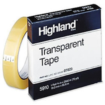 Highland Transparent Tape - 0.75 inch; Width x 72 yd Length - 3 inch; Core - Acrylic - Transparent, Glossy - 1 / Roll - Clear