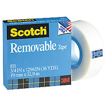 Scotch; Magic&trade; 811 Removable Tape, 1 inch; Core, 3/4 inch; x 1296 inch;