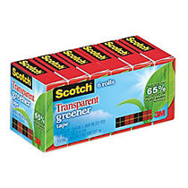 Scotch; Transparent Tape, 3/4 inch; Core, 3/4 inch; x 900 inch;, 65% Recycled, Pack Of 6