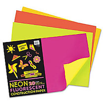 Pacon; Neon Construction Paper, 12 inch; x 18 inch;, 76 Lb, Assorted Colors, Pack Of 20