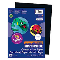 Riverside; Groundwood 100% Recycled Construction Paper, 9 inch; x 12 inch;, Black, Pack Of 50