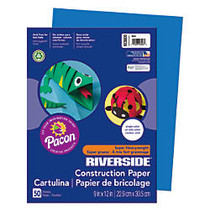 Riverside; Groundwood 100% Recycled Construction Paper, 9 inch; x 12 inch;, Blue, Pack Of 50