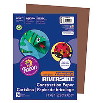 Riverside; Groundwood 100% Recycled Construction Paper, 9 inch; x 12 inch;, Dark Brown, Pack Of 50