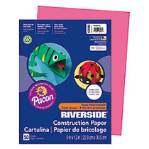 Riverside; Groundwood 100% Recycled Construction Paper, 9 inch; x 12 inch;, Raspberry, Pack Of 50