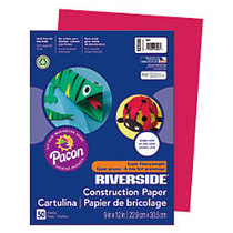 Riverside; Groundwood 100% Recycled Construction Paper, 9 inch; x 12 inch;, Red, Pack Of 50