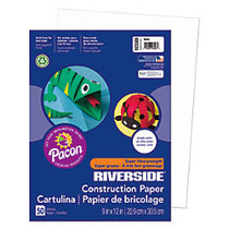 Riverside; Groundwood 100% Recycled Construction Paper, 9 inch; x 12 inch;, White, Pack Of 50