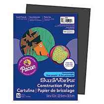 SunWorks; Construction Paper, 9 inch; x 12 inch;, Black, Pack Of 50