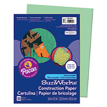 SunWorks; Construction Paper, 9 inch; x 12 inch;, Light Green, Pack Of 50