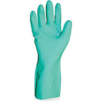 ProGuard Flock Lined Nitrile Gloves - Small Size - Nitrile - Green - Abrasion Resistant, Puncture Resistant, Chemical Resistant, Non-slip Grip, Flock-lined, Mediumweight, Durable - For Chemical, Maintenance, Petrochemical Handling, Cleaning - 1 Dozen