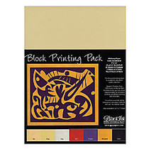 Black Ink Thai Mulberry Block Printing Paper Pack, 9 inch; x 12 inch;, Assorted, Pack Of 24 Sheets