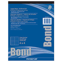 Staedtler; Bond Paper, 8 1/2 inch; x 11 inch;, 4 x 4, White With Blue Grid, 50 Sheets