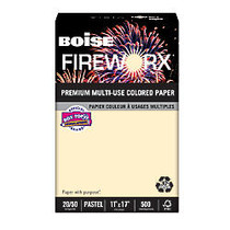 Boise Fireworx Multi-Use Color Paper, Ledger Paper, 20 Lb, 30% Recycled, Flashing Ivory, 500 Sheets