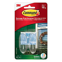 3M&trade; Command&trade; Outdoor Window Hooks With All-Weather Strips, Medium, 2 inch;H x 1 inch;W x 1 inch;D, Clear, Set Of 2