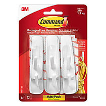 3M&trade; Command&trade; Utility Hooks, Medium, White, Pack Of 6