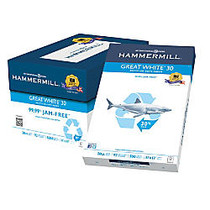 Hammermill; Great White; Copy Paper, Ledger Paper, 20 Lb, 30% Recycled, 500 Sheets Per Ream, Case Of 5 Reams