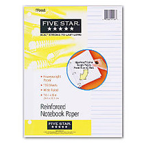 Five Star; XL&trade; Reinforced Filler Paper, 8 inch; x 10 1/2 inch;, Wide Ruled, Pack Of 110 Sheets