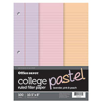 Office Wagon; Brand Filler Paper, 8 inch; x 10 1/2 inch;, 16 lb, Blue/Pastel Pink/Yellow, 100 Sheets