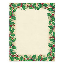 Great Papers! Holiday Stationary, 8 1/2 inch; x 11 inch;, Dancing Holly, Pack Of 80