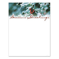 Great Papers! Holiday Stationary, 8 1/2 inch; x 11 inch;, Holly And Berries, Pack Of 80