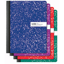 Office Wagon; Brand Color Marble Composition Book, 7 1/2 inch; x 9 3/4 inch;, Wide Ruled, 100 Sheets, Assorted Colors (No Color Choice)