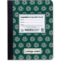 Roaring Spring Environotes Recycled Composition Book - 80 Sheets - Printed - Sewn/Tapebound 9.75 inch; x 7.50 inch; - Green Cover - Recycled - 1Each