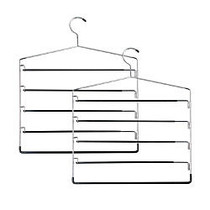 Honey-Can-Do 5-Tier Swinging-Arm Skirt/Pant Hangers, Chrome/Black, Pack Of 2