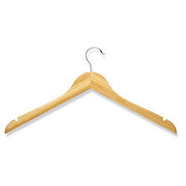 Honey-Can-Do Bamboo Top Hangers, 9 inch;H x 1/2 inch;W x 17 1/2 inch;D, Natural, Set Of 5
