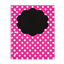 Divoga; Chalk Notebook, 8 1/2 inch; x 10 1/2 inch;, College Ruled, Pink Polka Dot Design, 80 Sheets