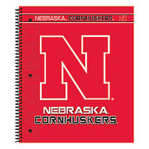 Markings by C.R. Gibson; Notebook, 9 1/8 inch; x 11 inch;, 3 Subject, College Ruled, 300 Pages (150 Sheets), Nebraska Cornhuskers