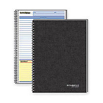 Mead QuickNotes 1-Subject Notebook - 80 Sheets - Printed - Wire Bound - 20 lb Basis Weight - Jr.Legal 5 inch; x 8 inch; - White Paper - Black Cover - Linen Cover - 1Each