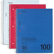 Mead; Mid Tier Notebook, 8 1/2 inch; x 11 inch;, 1-Subject, College Ruled, 200 Pages (100 Sheets), Assorted Colors