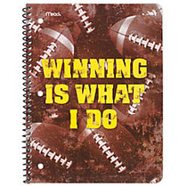 Mead; Sports Spiral-Bound Notebooks, 9 inch; x 10 1/2 inch;, 60 Pages (30 Sheets), Assorted Designs, Pack Of 4
