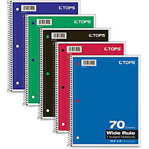 TOPS 1-Subject Theme Book - 70 Sheets - Printed - Wire Bound 10.50 inch; x 8 inch; - Assorted Paper - Black, Red, Blue, Green, Purple Cover - Card Stock Cover - 1Each