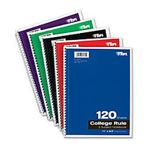 TOPS 3-Subject Notebook - 120 Sheets - Printed - Wire Bound - Letter 8.50 inch; x 11 inch; - Assorted Paper - Black, Red, Blue, Green, Purple Cover - 1Each