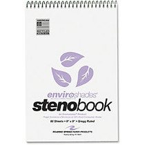 Roaring Spring Enviroshades Gregg Ruled Steno Book - 80 Sheets - Printed - Spiral Bound - 15 lb Basis Weight 6 inch; x 9 inch; - Orchid Paper - Orchid Cover - Board Cover - Recycled - 4 / Pack