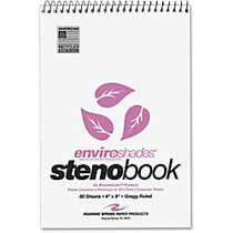 Roaring Spring Enviroshades Gregg Ruled Steno Book - 80 Sheets - Printed - Spiral Bound - 15 lb Basis Weight 6 inch; x 9 inch; - Pink Paper - Pink Cover - Board Cover - Recycled - 4 / Pack