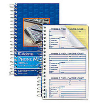 Adams; Phone Message Book, 8 1/2 inch; x 5 1/4 inch; , 100 Pages, White/Canary Yellow
