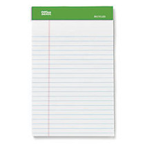 Office Wagon; Brand 100% Recycled Perforated Writing Pads, 5 inch; x 8 inch;, 50 Sheets, White, Pack Of 6 Pads