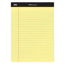 Office Wagon; Brand Perforated Pad, 8 1/2 inch; x 11 3/4 inch;, Wide Ruled, 200 Pages (100 Sheets), Canary
