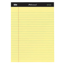 Office Wagon; Brand Perforated Pads, 8 1/2 inch; x 11 3/4 inch;, Wide Ruled, 100 Pages (50 Sheets), 100% Recycled, Canary, Pack Of 3