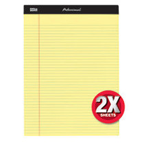 Office Wagon; Brand Professional Legal Pad, 8 1/2 inch; x 11 3/4 inch;, Narrow Ruled, 200 Pages (100 Sheets), Canary, Pack Of 4